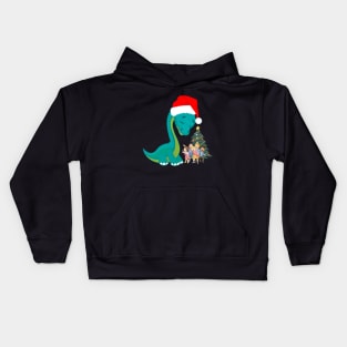 Dinosaur Santa Claus Kids Hoodie